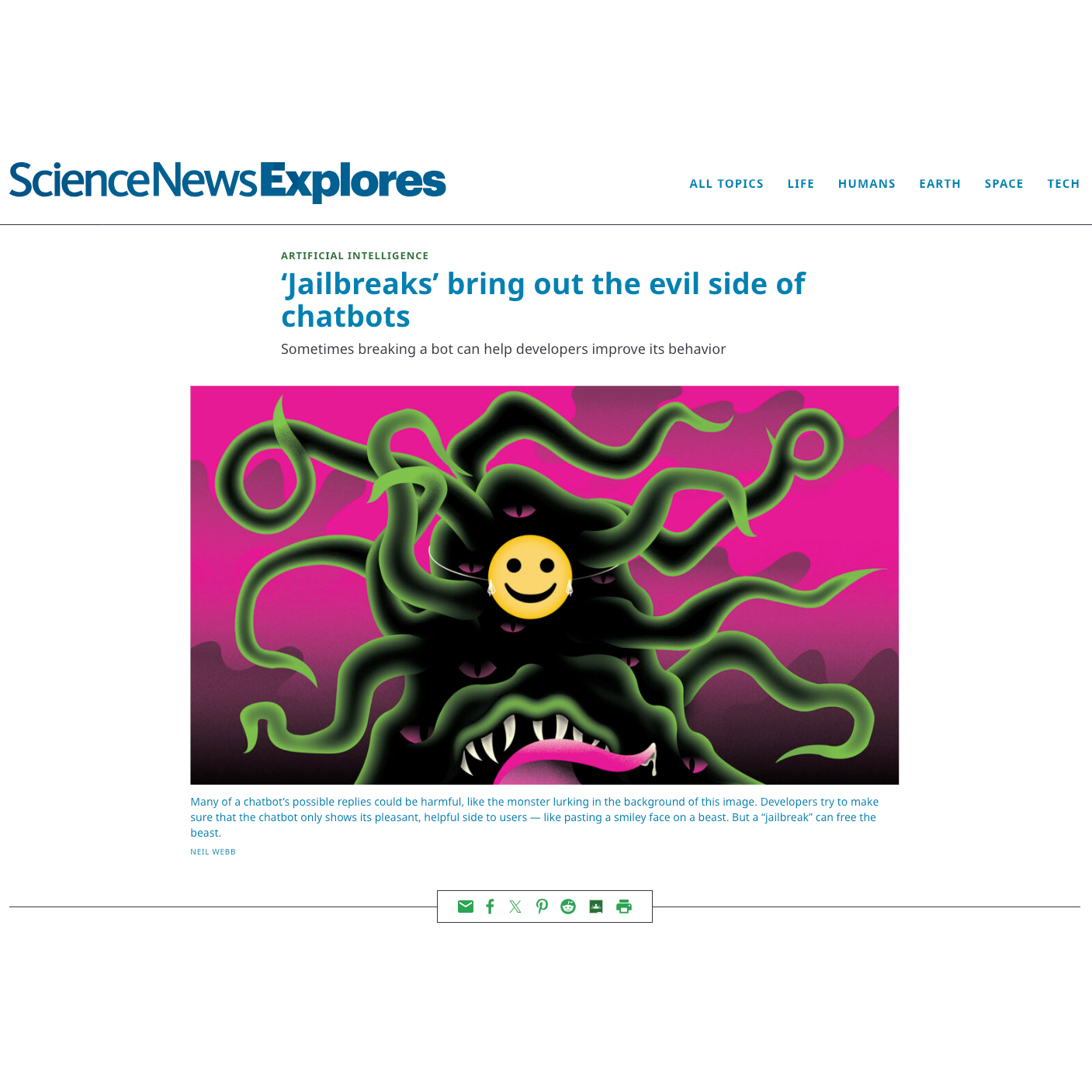 Screenshot from Science News Explores