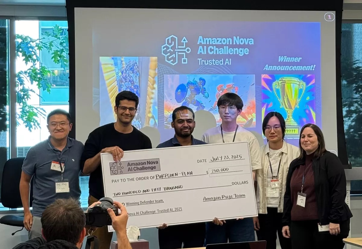 Photo of PurpCorn team, from Amazon Nova AI Challenge 