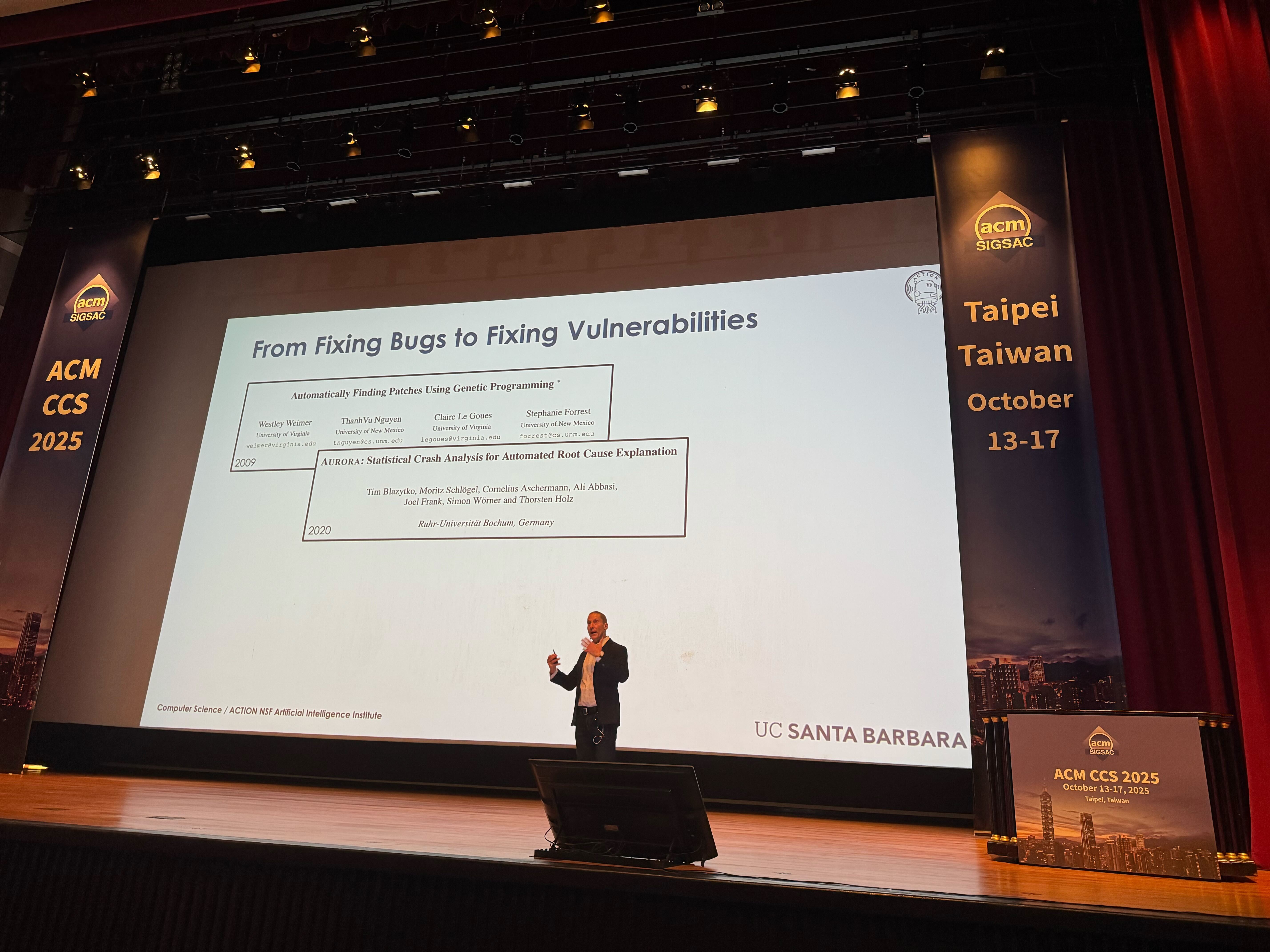 Photo from Vigna's keynote talk at ACM CCS, courtesy of Dr. Rouyu Wang